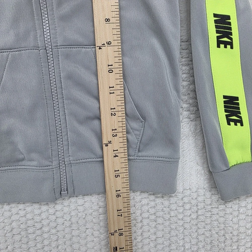 Nike Boys 4T Gray Neon Yellow Logo Tape Full Zip Track Jacket G796-G6U